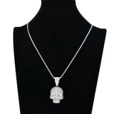 Skull Pendant Rhinestone Necklace Silver Hip Hop Charm Chain Jewelry