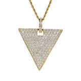 Triangle Pendant Rhinestone Necklace Hip Hop Charm Chain Men Jewelry