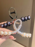 Rhinestone Pearl Heart Split Hair Clip Women Halloween Accessory