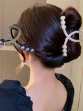 Rhinestone Pearl Heart Split Hair Clip Women Halloween Accessory