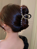 Rhinestone Pearl Heart Split Hair Clip Women Halloween Accessory