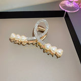 Rhinestone Pearl Heart Split Hair Clip Women Halloween Accessory
