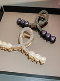 Rhinestone Pearl Heart Split Hair Clip Women Halloween Accessory