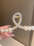 Rhinestone Pearl Heart Split Hair Clip Women Halloween Accessory