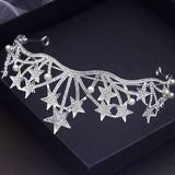 Rhinestone Pearls Star Crown Headwear Princess Prom Wedding Hair Jewelry