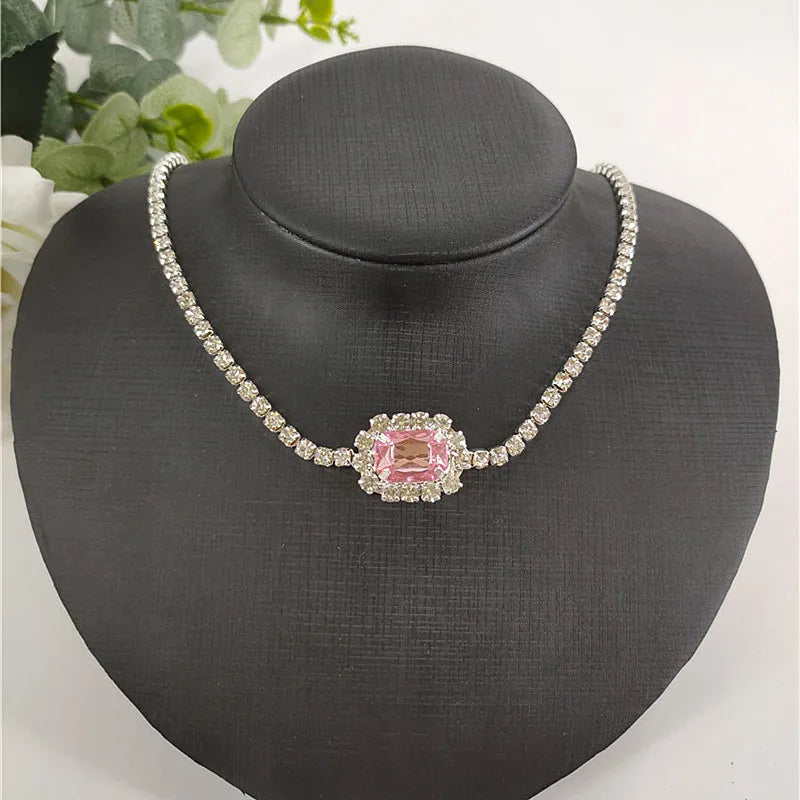 Crystal Pendant Necklace 5 Colors for Girls and Ladies