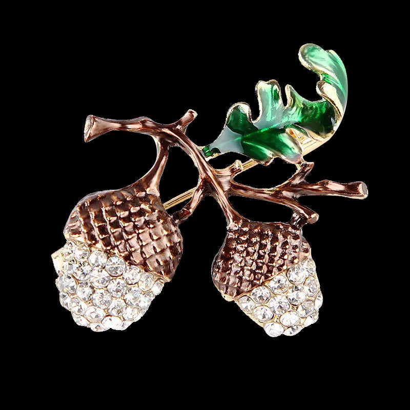 Pine Tower Enamel Brooches Acorns for Weddings Banquet Party