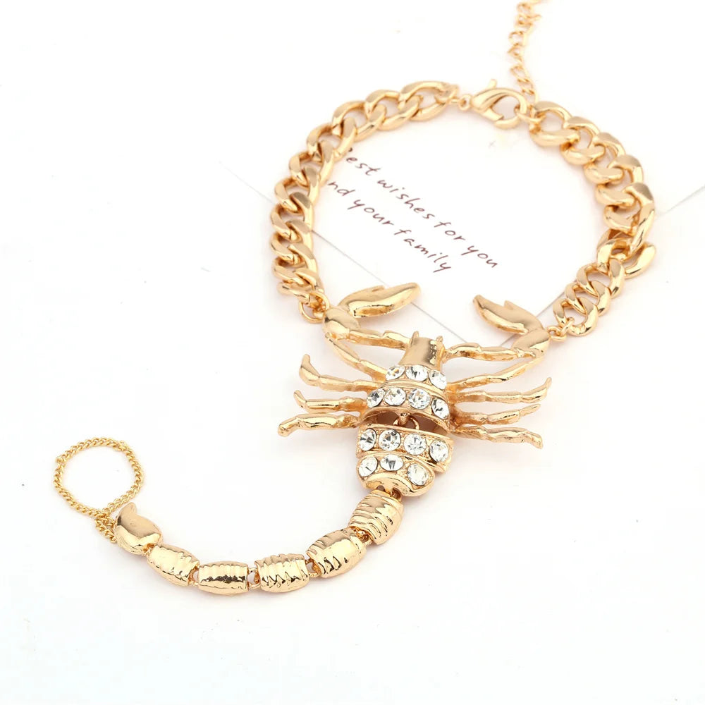 Gothic Rhinestone Scorpion Anklet Cuban Chain Foot Jewelry