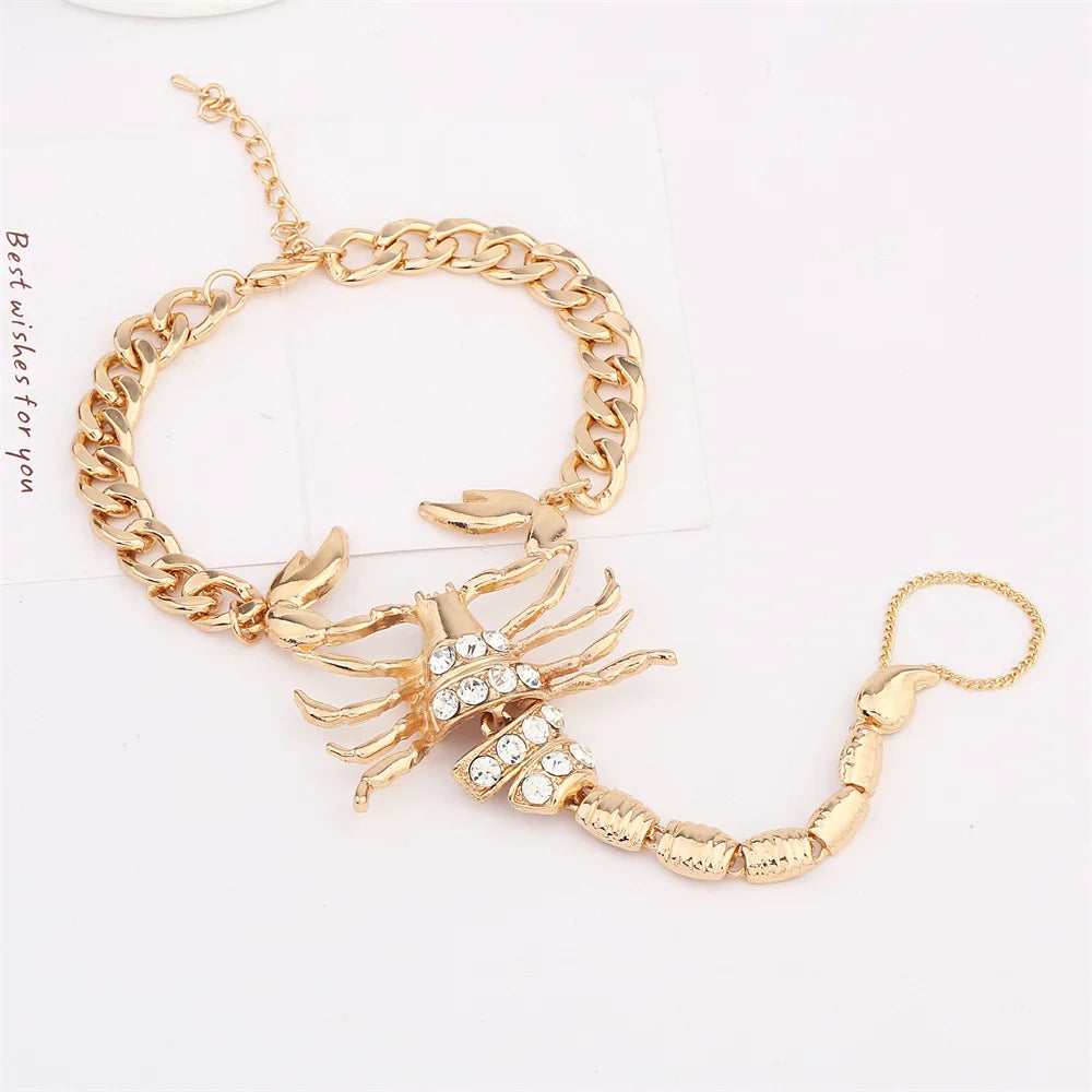 Gothic Rhinestone Scorpion Anklet Cuban Chain Foot Jewelry