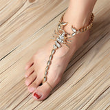 Gothic Rhinestone Scorpion Anklet Cuban Chain Foot Jewelry
