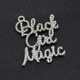Rhinestone Script Girl Magic Charm Pendant