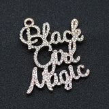 Rhinestone Script Girl Magic Charm Pendant