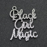 Rhinestone Script Girl Magic Charm Pendant