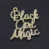 Rhinestone Script Girl Magic Charm Pendant