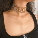 Rhinestone Choker BABE PRINCESS Statement Necklace NT211