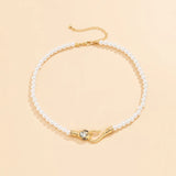 Rhinestone Snake Choker Necklace Charm Pearl Beaded Chain