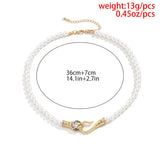 Rhinestone Snake Choker Necklace Charm Pearl Beaded Chain