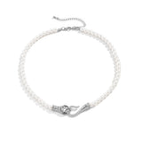 Rhinestone Snake Choker Necklace Charm Pearl Beaded Chain