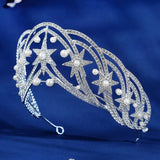 Rhinestone Star Crown Bridal Wedding Tiaras for Women Hair Accessories