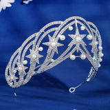 Rhinestone Star Crown Bridal Wedding Tiaras for Women Hair Accessories