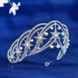 Rhinestone Star Crown Bridal Wedding Tiaras for Women Hair Accessories