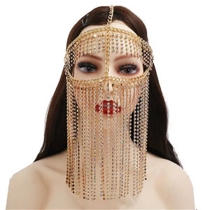 Ethnic Style Rhinestone Tassel Chain Headband