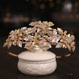 Rhinestone Tiara Crown Flower Headband for Women Girls Bridal Wedding Hair