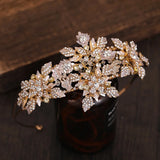 Rhinestone Tiara Crown Flower Headband for Women Girls Bridal Wedding Hair