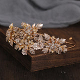 Rhinestone Tiara Crown Flower Headband for Women Girls Bridal Wedding Hair