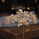 Rhinestone Tiara Crown Flower Headband for Women Girls Bridal Wedding Hair