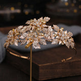 Rhinestone Tiara Crown Flower Headband for Women Girls Bridal Wedding Hair