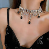 Velvet Bow Choker Rhinestone Wedding Necklace
