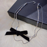 Velvet Bow Choker Rhinestone Wedding Necklace