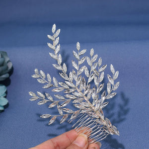 Rhinestone Wedding Side Comb Silver Bridal Hair Piece Pin Women Headdress
