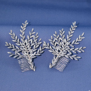 Rhinestone Wedding Side Comb Silver Bridal Hair Piece Pin Women Headdress