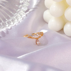 Zircon Crystal Pendant Ring for Women Adjustable Joint Ring