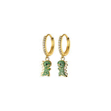 Rhinestone Dinosaur Clip Earrings 14k Plating Beach Party Jewelry