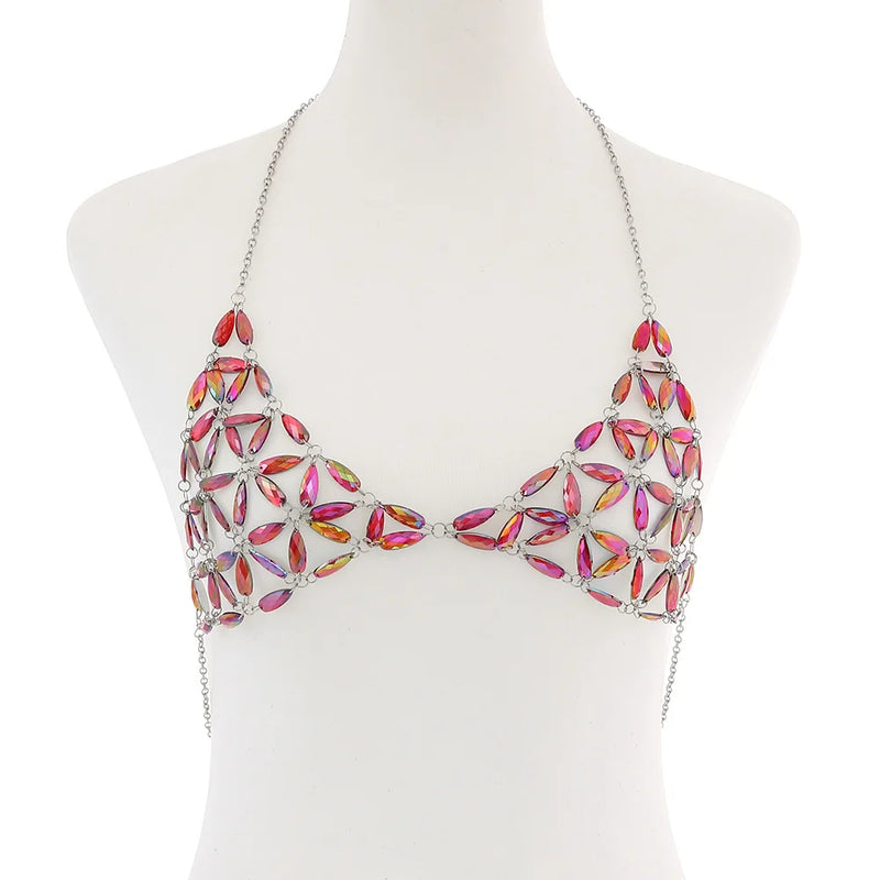 Rhinestone Body Chain Women Sexy Bralette Chain Bra Beach Body Jewelry