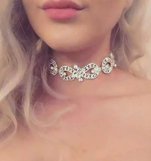 Rhinestone Choker Necklace Long Statement Necklace Choker Necklace Women Chocker
