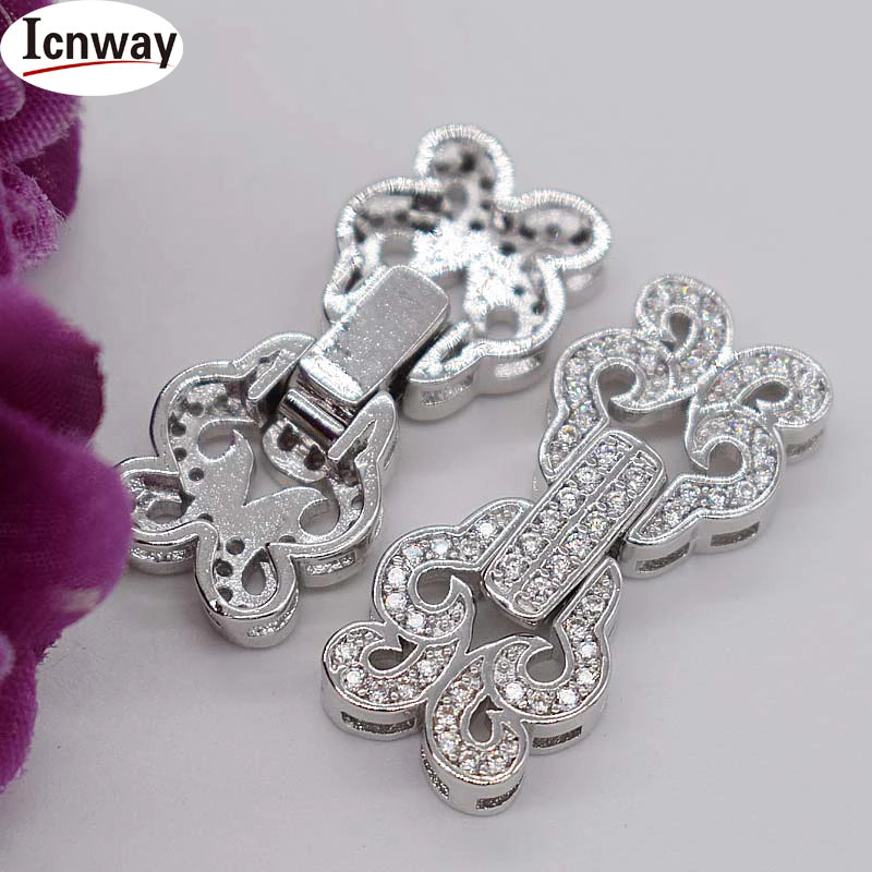 Rhinestone Inlay Gold&Silver Clasp 1*2.5cm DIY Bracelet Necklace