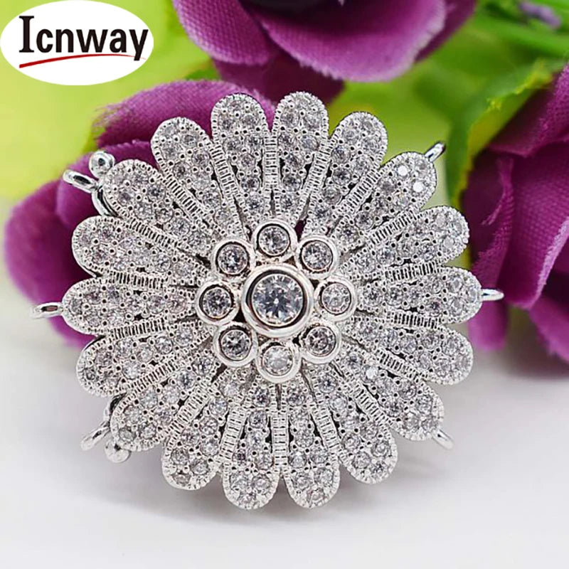 Rhinestone Inlay Gold&Silver Plated Clasp for DIY Bracelet Necklace