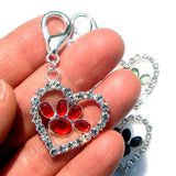 Rhinestone Paw Print Charm Dog Collar Pendant Pets Jewelry 6pcs 3 Colors