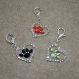 Rhinestone Paw Print Charm Dog Collar Pendant Pets Jewelry 6pcs 3 Colors
