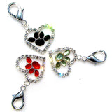 Rhinestone Paw Print Charm Dog Collar Pendant Pets Jewelry 6pcs 3 Colors