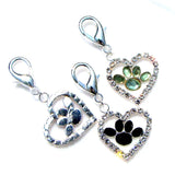 Rhinestone Paw Print Charm Dog Collar Pendant Pets Jewelry 6pcs 3 Colors