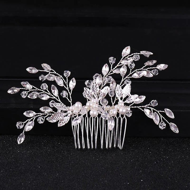 Rhinestones Crystal Pearls Wedding Hair Comb Bridal Headpieces Hair Accessories