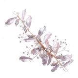 Silver Floral Leaf Rhinestone Headband for Wedding Prom Party