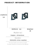 Rhinestone Letter D Earrings 925 Silver Vintage Women's Jewelry
