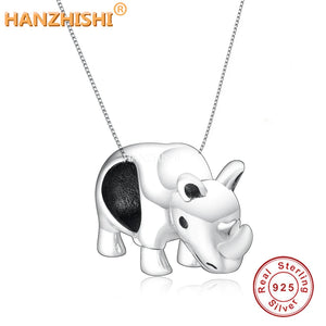 Rhinoceros Necklace 925 Sterling Silver Animal Pendant Anniversary Gift