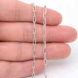 Rhodium Plated Brass Cable Chain, Oval Link Size 2.7x6mm, 1 Meter